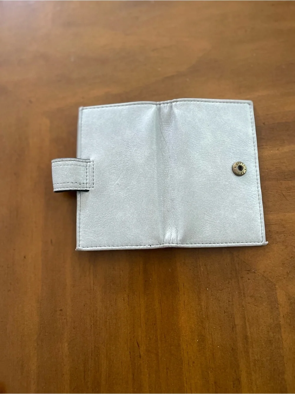 Off White Card Wallet with Snap Strap